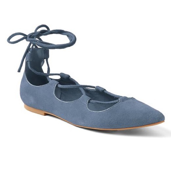 NWOT GAP | Women’s Cornflower Blue Suede Lace-Up Ankle Wrap Ballet Flats, sz 7.5 - Picture 10 of 10